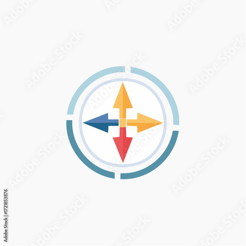 Geometric illustration of directional arrows within a circular frame for navigation concept Free Download Geometric illustration of directional arrows within a circular frame for navigation concept - GFXLoad
