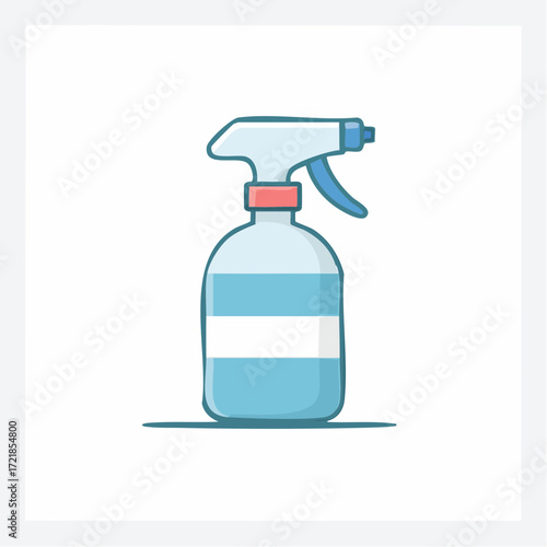 Illustration of a blue and white spray bottle, perfect for cleaning and sanitization purposes