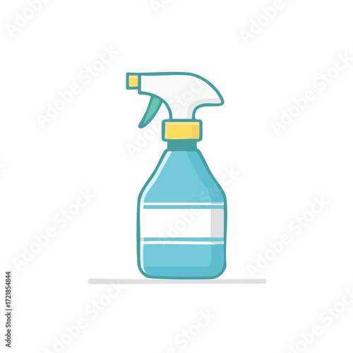 Illustration of a Blue Spray Bottle with a White Label Ready for Cleaning Tasks