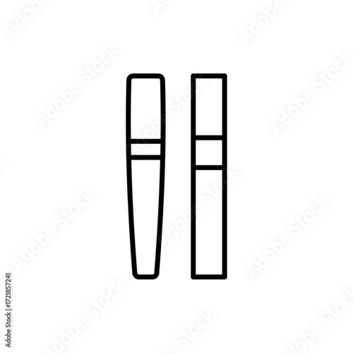
An illustration of a black icon of makeup and beauty salon supplies on a white background