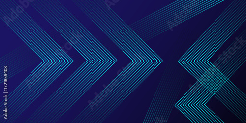 Abstract blue background. Geometric lines pattern. Shiny blue gradient lines. Futuristic technology graphic design. Suit for business, cover, header, wallpaper. Vector illustration.