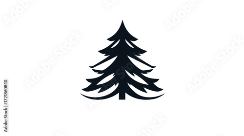 Stylized silhouette of a dark evergreen tree, possibly a fir or pine, with a slightly textured design.