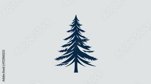 Silhouette of a stylized evergreen tree against a light gray background.