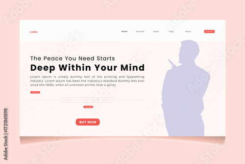 Landing page concept with pointing and a motivational text web template design