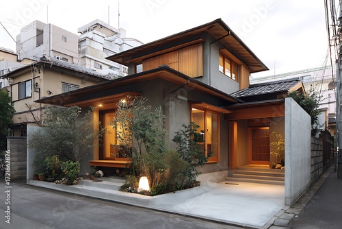Experience the tranquility of this modern Japanese home, a peaceful retreat in a bustling city, promising serene living and architectural beauty