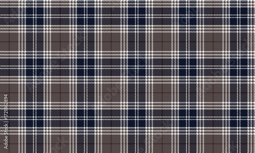 Seamless plaid patterns in warm, calm tones of brown, blue, and white for fashion textiles that require a sleek, stylish, and contemporary vintage feel.