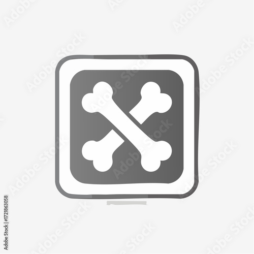 Symbolic depiction of crossed bones icon inside a square frame for warning or danger indication