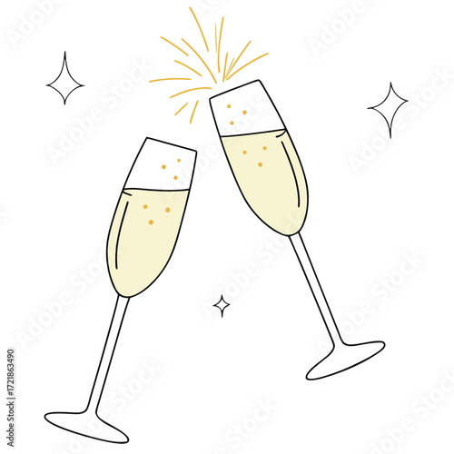 Toast to success with elegant champagne flutes clinking in celebration, perfect for new year's eve, weddings, parties, and special occasions