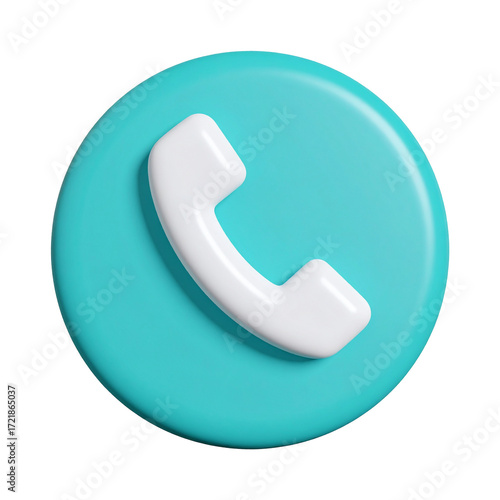 3D phone call icon isolated on transparent background