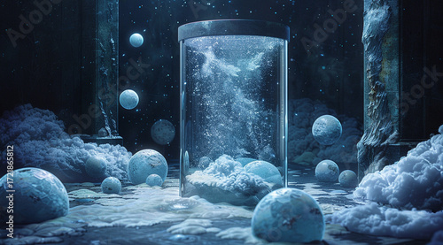 underwater scene with bubbles