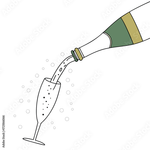 Pouring bubbly champagne into a flute brings celebratory joy to your designs perfect for festive events and special occasions with a touch of elegance
