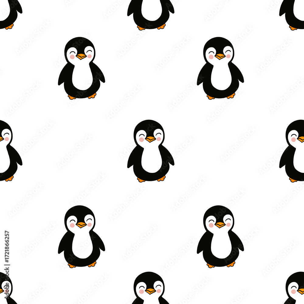 Obraz premium seamless pattern with cute penguins