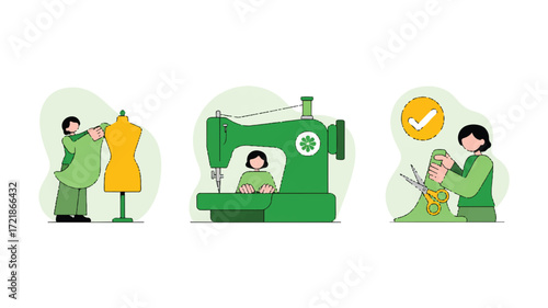 Illustration of sewing and tailoring process