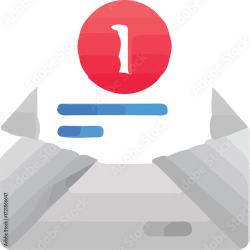 Envelope icon with a red notification circle containing the number 1