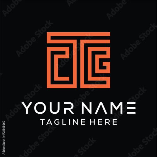 letter gt  tc, tg, ctg with square logo icon design vector design template inspiration