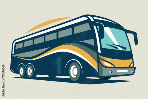 Modern bus illustration with a sleek design and vibrant colors suitable for transportation themes