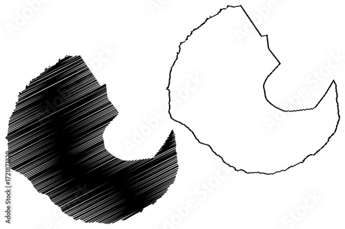 Sao Filipe municipality (Republic of Cabo Verde, concelhos, Cape Verde, Fogo island, archipelago) map vector illustration, scribble sketch Sao Filipe map