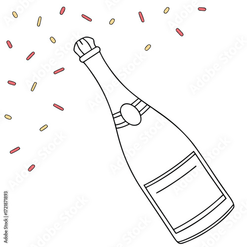Celebrate special occasions with an elegant champagne bottle and confetti, perfect for party invitations, greeting cards, or festive event promotions