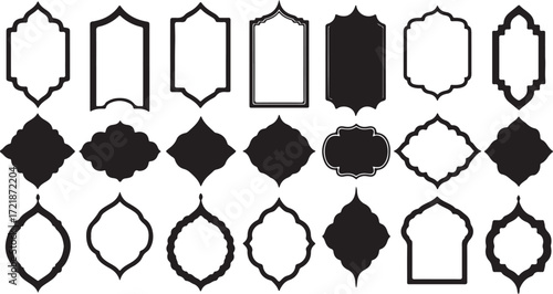 Collection of black ornamental frames and borders in various shapes and styles decorative