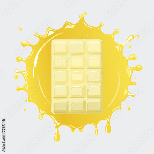 White Chocolate Bar in Yellow Liquid Splash