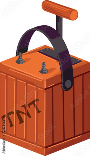 Animated TNT detonator with orange wooden crate and handle