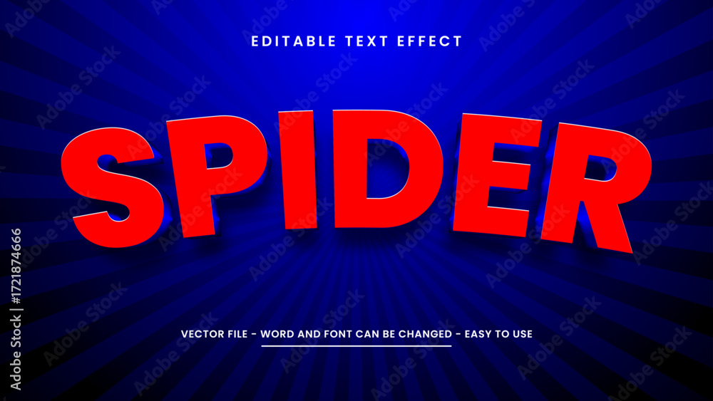 Obraz premium Editable text effect with spider 3D style