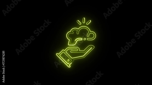 Neon neuromarketing icon isolated on black background motion graphic concept