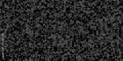 Abstract low polygon cubic black gray black vector poly triangle texture geometric pattern composed of triangular. geometric wall tile and metal cube background triangle wallpaper design.	
