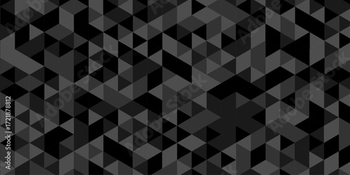 Abstract low polygon cubic black gray black vector poly triangle texture geometric pattern composed of triangular. geometric wall tile and metal cube background triangle wallpaper design.	
