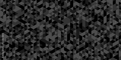 Abstract low polygon cubic black gray black vector poly triangle texture geometric pattern composed of triangular. geometric wall tile and metal cube background triangle wallpaper design.	