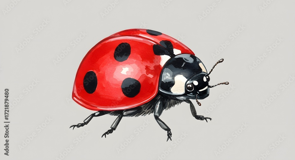 Fototapeta premium Detailed Watercolor Illustration of a Ladybug on a Neutral Background