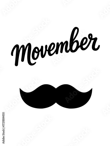 Movember Mustache Illustration with Calligraphy Text