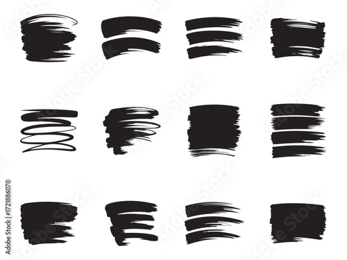 A Set of Grunge Ink Brush Stroke Shapes & Textures – Vol.2