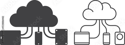 Cloud computing connected to various electronic devices and gadgets