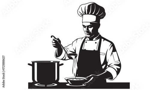 Chef Preparing Food in Kitchen