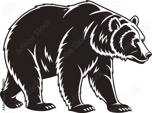 a bear silhouette black and white illustration 