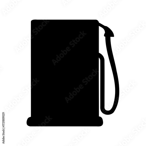 Simple black and white graphic of a gas pump and hose symbol