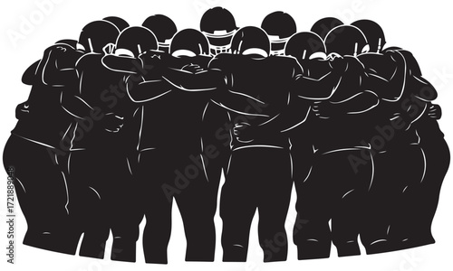 Diverse Group of People Huddled Together in a Circle
