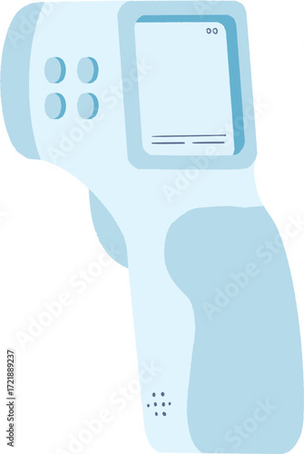 Blue digital thermometer with screen and buttons
