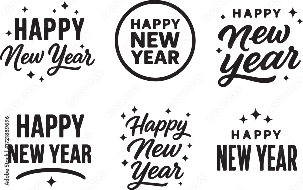 Fototapeta premium Happy New Year Typography Collection