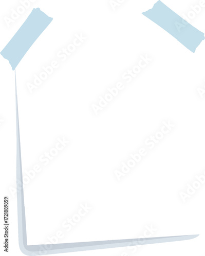 Blue tape holding a white square outline transparent background