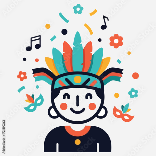 Festive Celebration Icon Colorful Mask and Confetti Delight, Perfect for Party Invitations & Designs