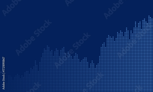 Abstract financial graph with uptrend in stock market on blue colour background