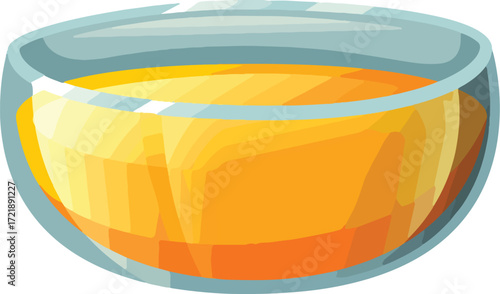 Glass bowl filled with orange liquid