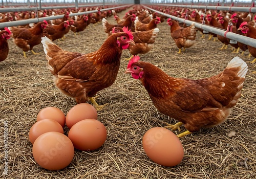 eggs in chicken eco farm, free range chicken farm