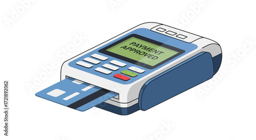Payment Approved Transaction Through Credit Card Reader Terminal Displaying Confirmation