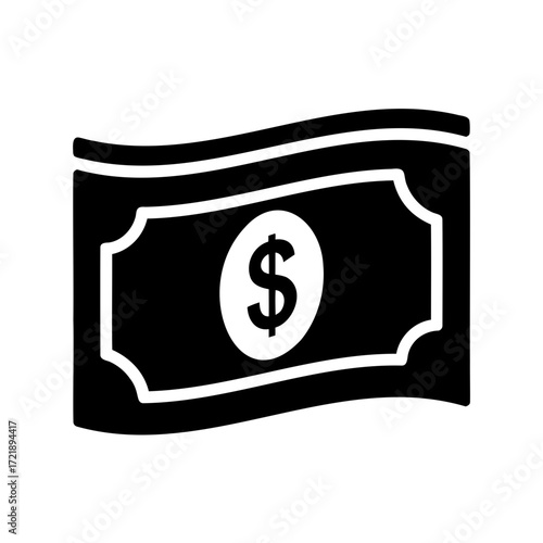 Black and white vector illustration of a United States dollar bill