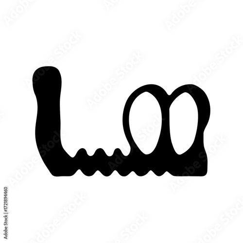 Abstract Silhouette with Wavelike Undulations and Dual Oval Cavities in Black and White