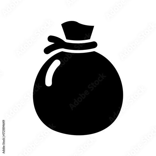 Simple illustration of a sack filled with gold or treasures object