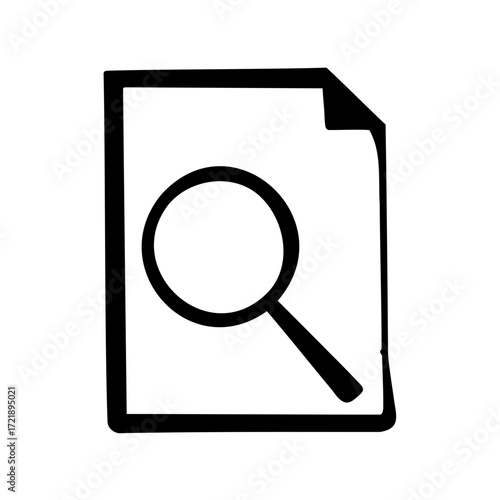 Magnifying glass icon displayed on a document with corner fold over